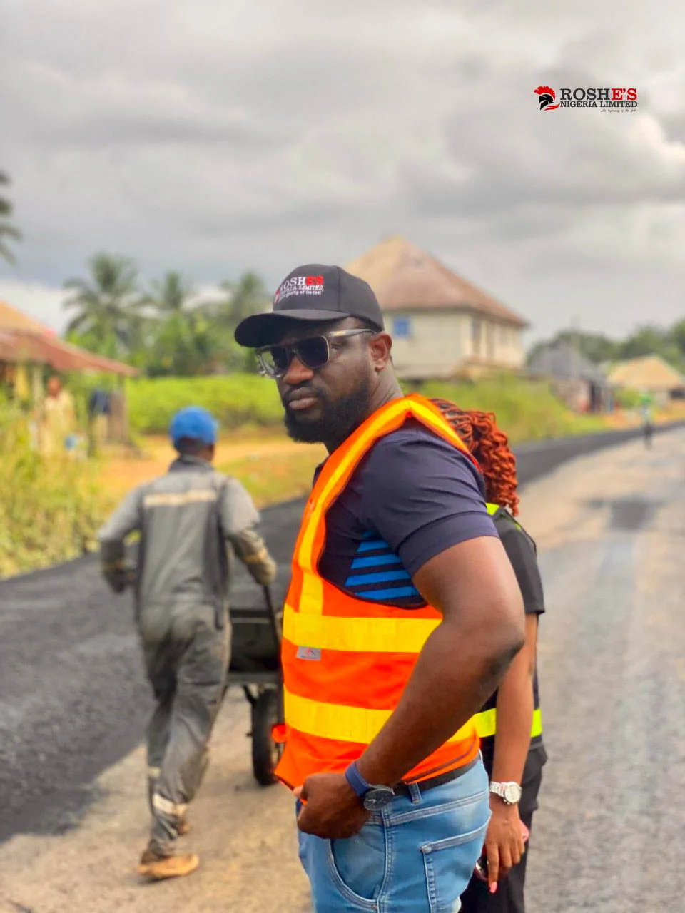 Engr. Yoma Onohwakpo overseeing road construction work on site